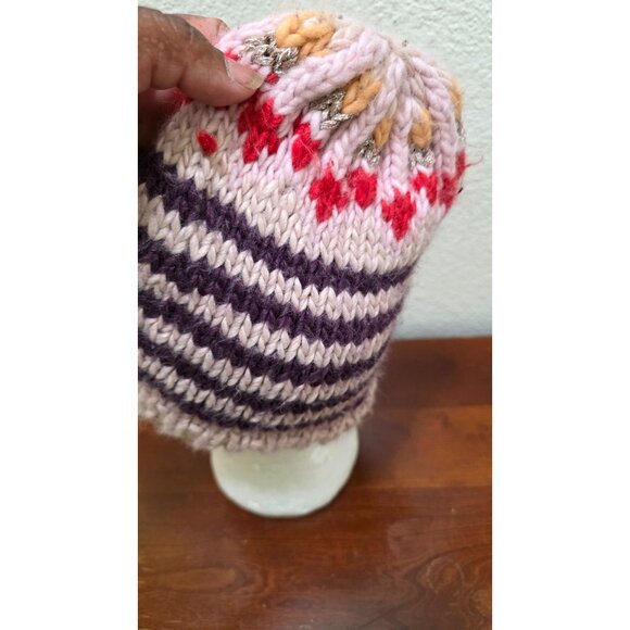 Free People Striped Knit Beanie Colorful Pattern - Adult One Size 70% Acrylic 30 - Picture 3 of 6
